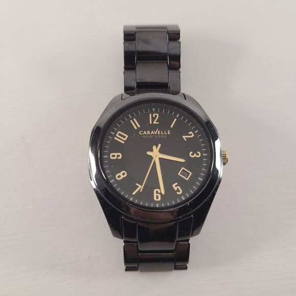 Caravelle 45M109 Women's New York Black Dial Black Ceramic Bracelet Watch - Picture 1 of 7